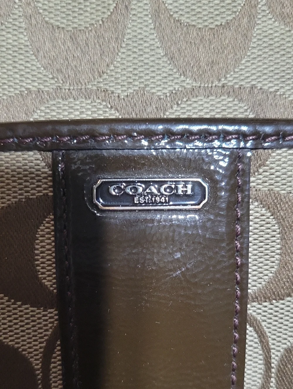 Coach Signature Canvas Brown Laptop Or Clutch / Small Messenger Bag